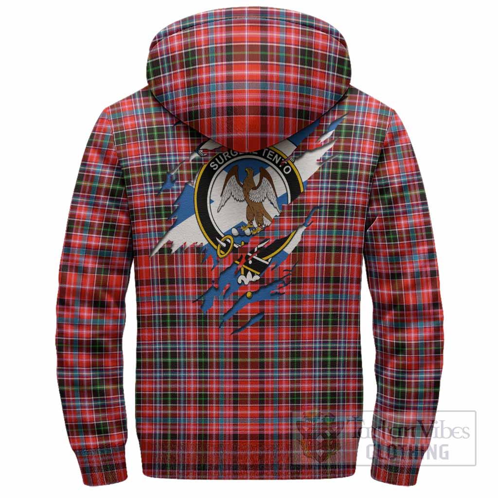 Straiton Clan Crest In Me Tartan Sherpa Hoodie Scotland Flag Style