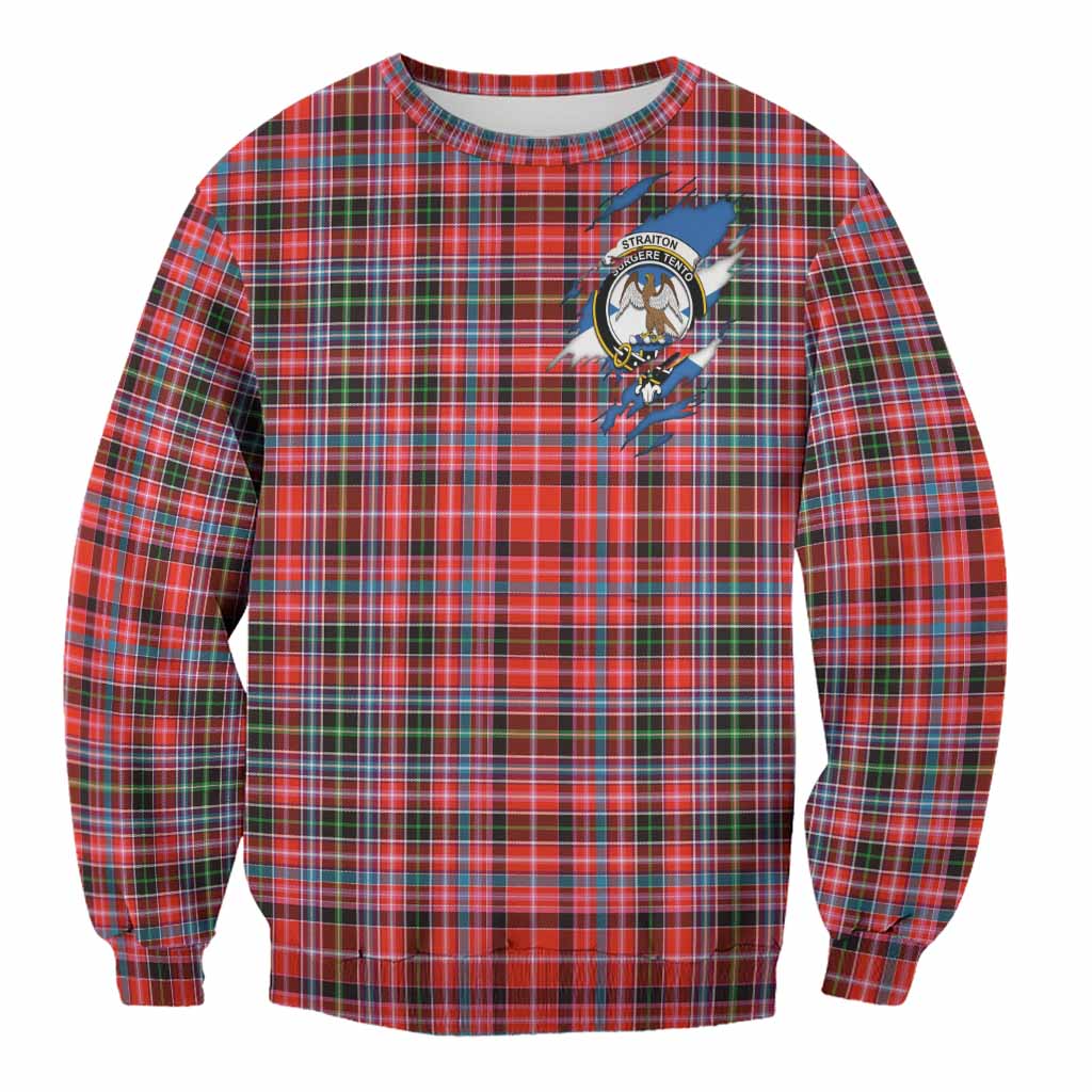 Straiton Clan Crest In Me Tartan Sweatshirt Scotland Flag Style