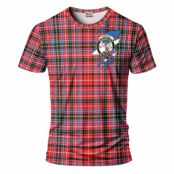 Straiton Clan Crest In Me Tartan T-Shirt Scotland Flag Style