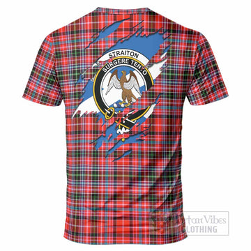 Straiton Clan Crest In Me Tartan T-Shirt Scotland Flag Style