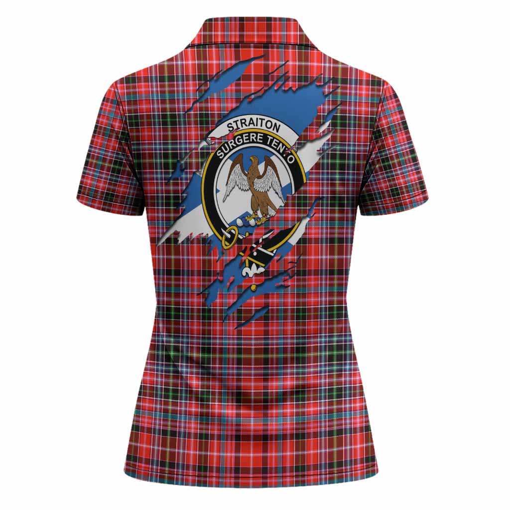 Straiton Clan Crest In Me Tartan Women Polo Shirt Scotland Flag Style