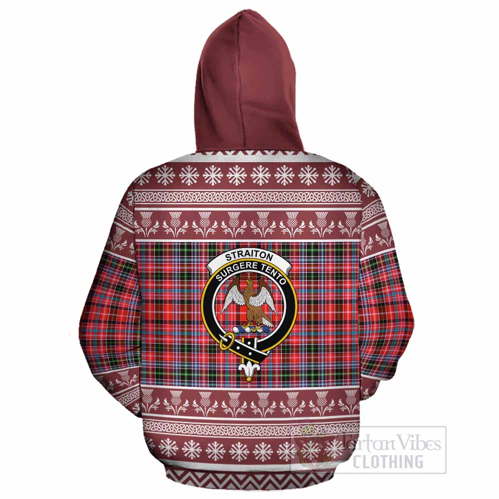 Straiton Clan Tartan Christmas Cotton Hoodie with Family Crest - Tartan Vibes Clothing