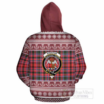 Straiton Clan Tartan Christmas Cotton Hoodie with Family Crest