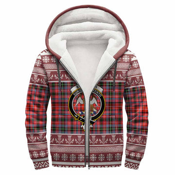 Straiton Clan Tartan Christmas Fleece Hoodie with Family Crest