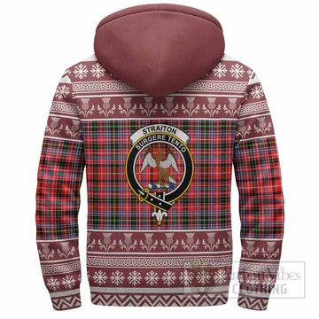 Straiton Clan Tartan Christmas Fleece Hoodie with Family Crest