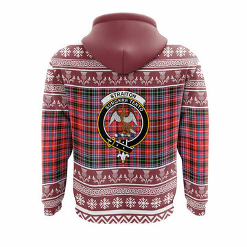 Straiton Clan Tartan Christmas Hoodie with Family Crest