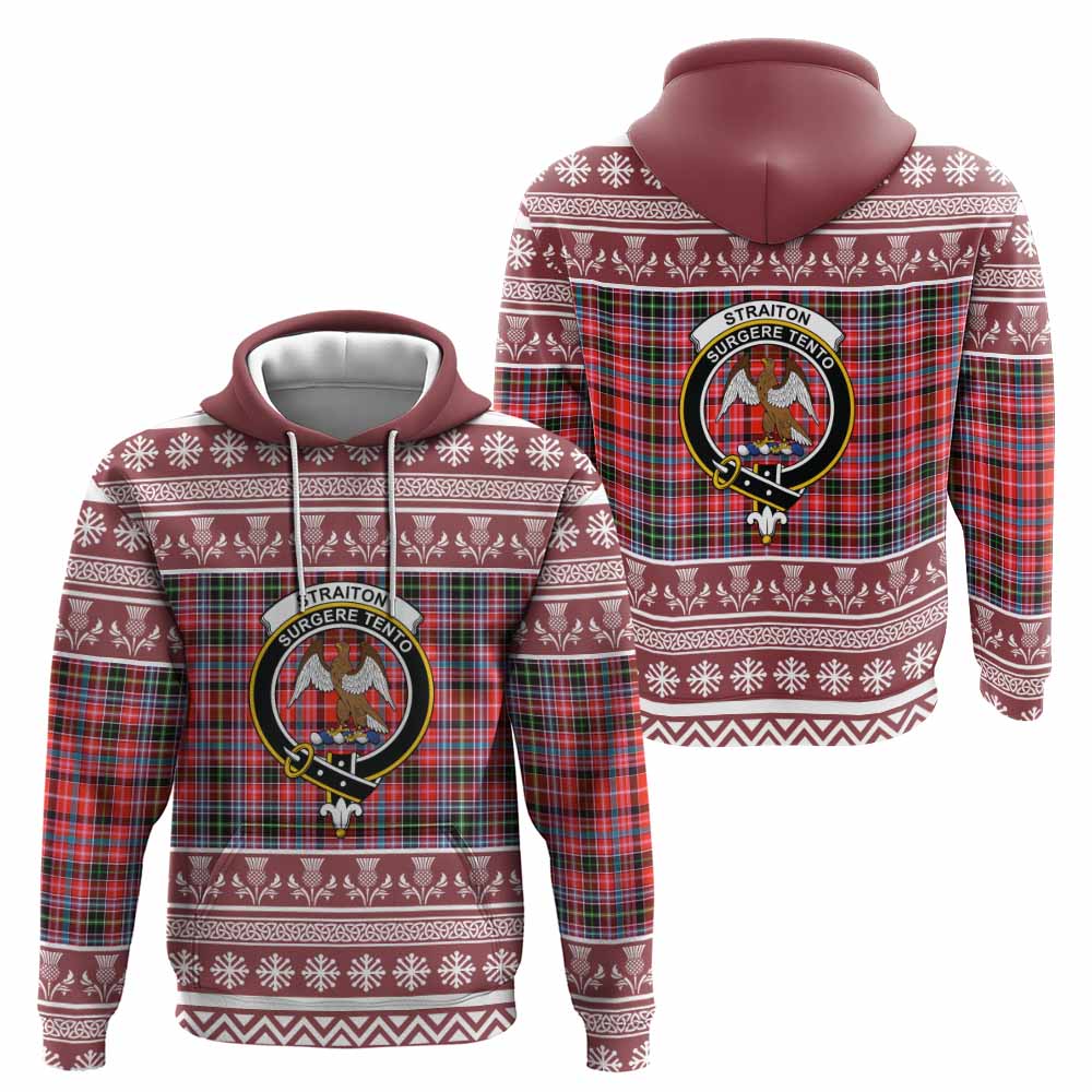 Straiton Clan Tartan Christmas Hoodie with Family Crest - Tartan Vibes Clothing