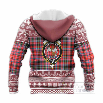 Straiton Clan Tartan Christmas Knitted Hoodie with Family Crest