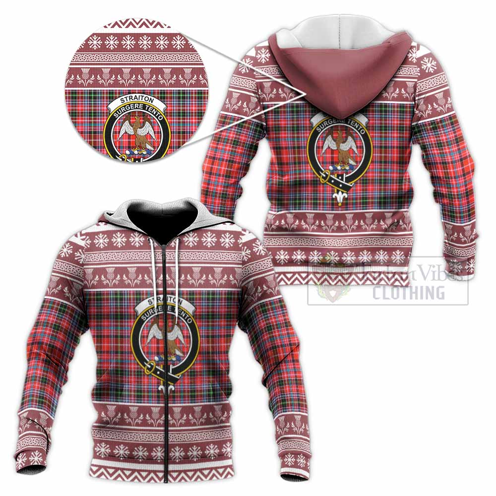 Straiton Clan Tartan Christmas Knitted Hoodie with Family Crest - Tartan Vibes Clothing
