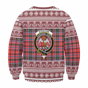 Straiton Clan Tartan Christmas Sweatshirt with Family Crest