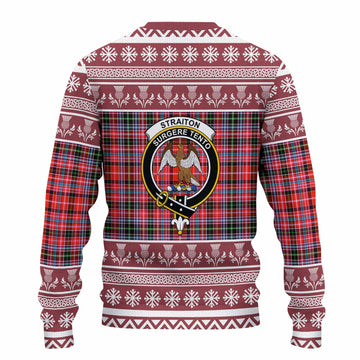 Straiton Clan Tartan Christmas Ugly Sweater with Family Crest