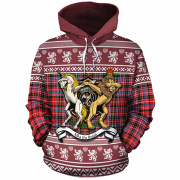 Straiton Clan Tartan Crest Christmas Cotton Hoodie Coat of Arms Funny Style
