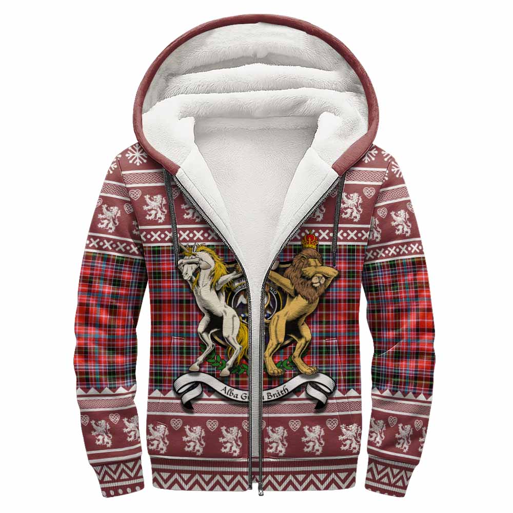 Straiton Clan Tartan Crest Christmas Fleece Hoodie Coat of Arms Funny Style - Tartan Vibes Clothing