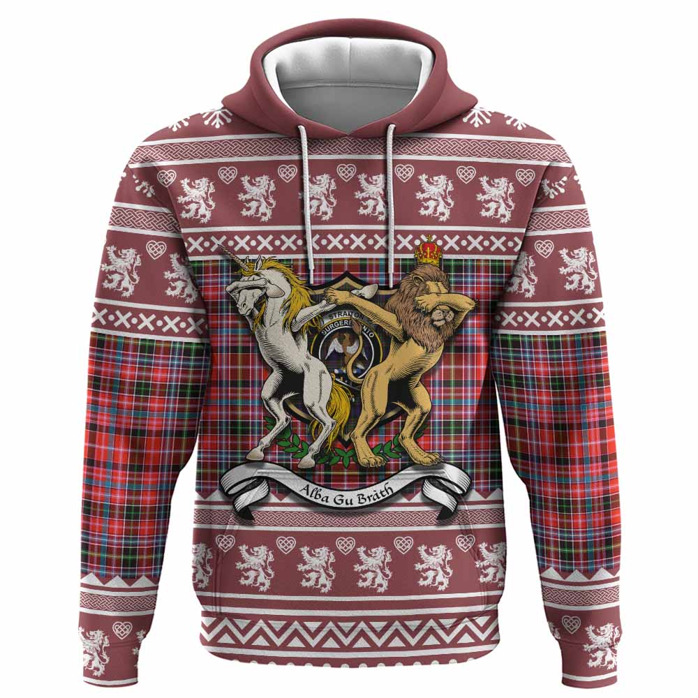 Straiton Clan Tartan Crest Christmas Hoodie Coat of Arms Funny Style - Tartan Vibes Clothing