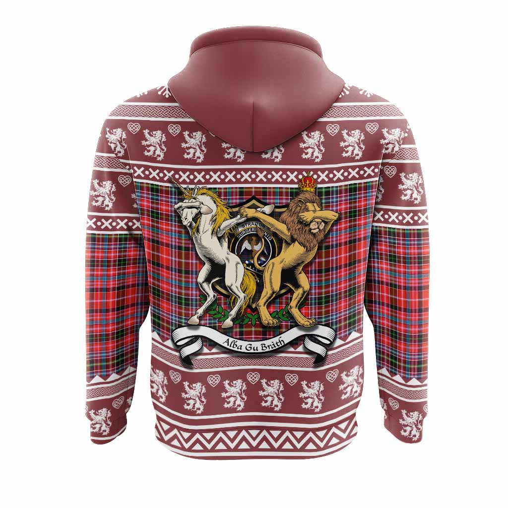 Straiton Clan Tartan Crest Christmas Hoodie Coat of Arms Funny Style - Tartan Vibes Clothing