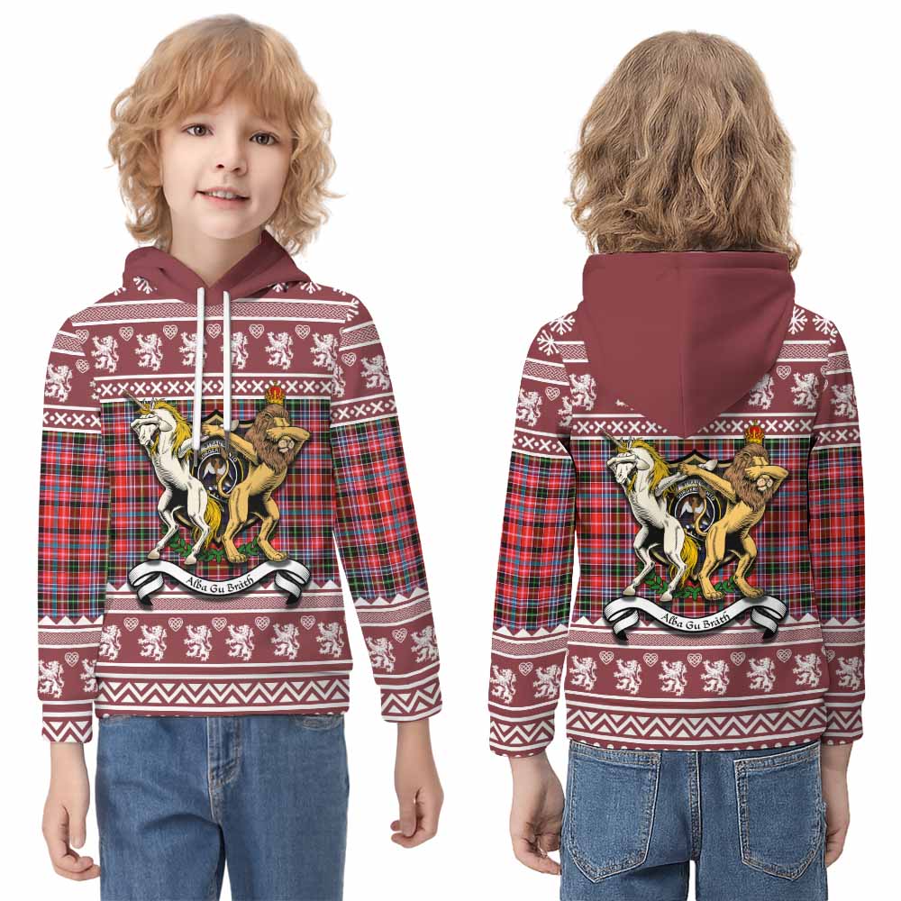 Straiton Clan Tartan Crest Christmas Kid Hoodie Coat of Arms Funny Style - Tartan Vibes Clothing