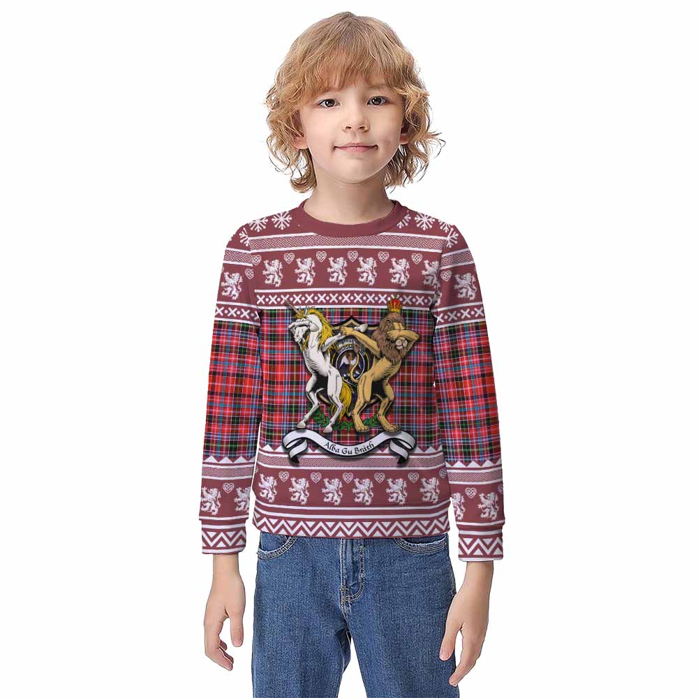 Straiton Clan Tartan Crest Christmas Kid Ugly Sweatshirt Coat of Arms Funny Style - Tartan Vibes Clothing