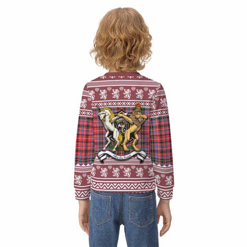 Straiton Clan Tartan Crest Christmas Kid Ugly Sweatshirt Coat of Arms Funny Style