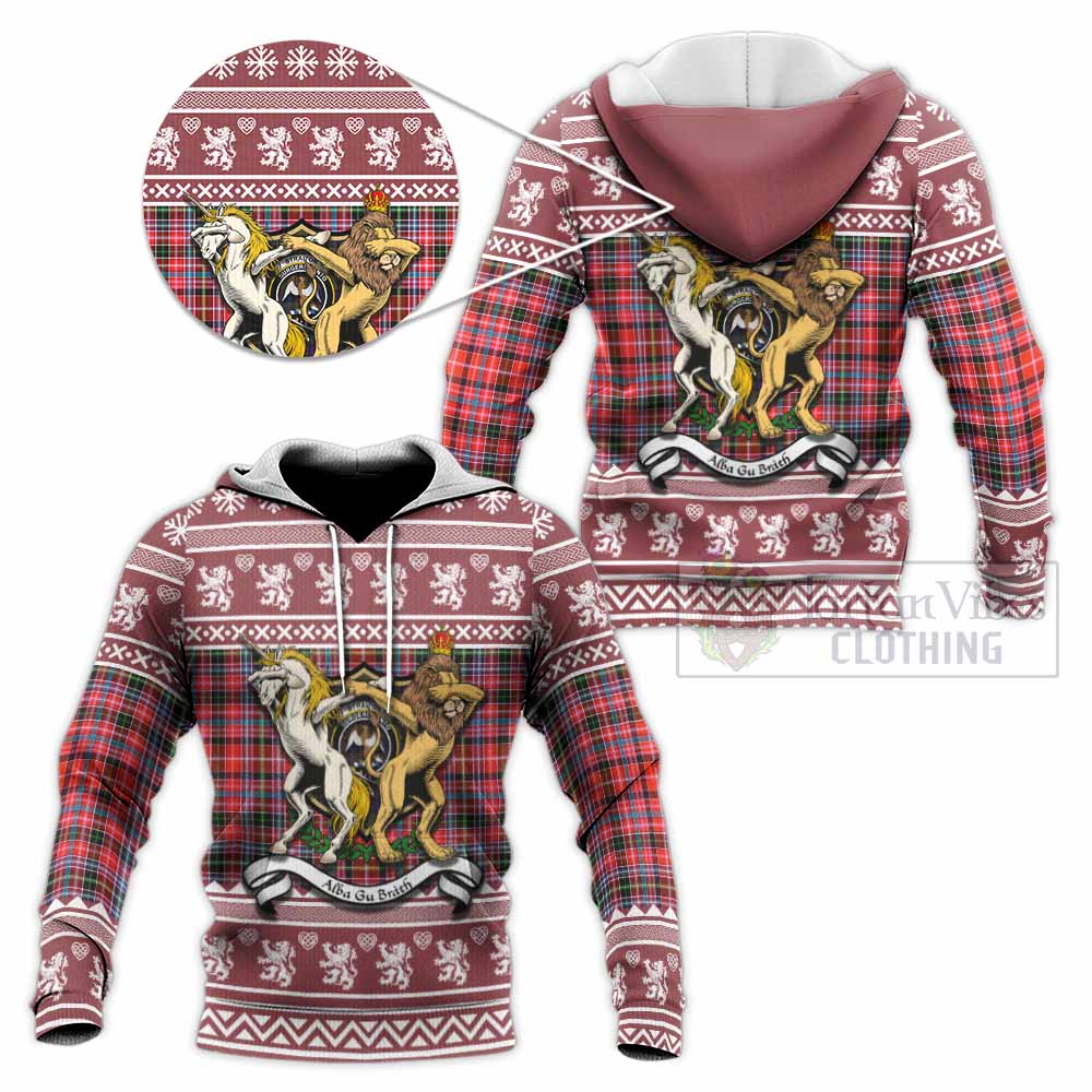 Straiton Clan Tartan Crest Christmas Knitted Hoodie Coat of Arms Funny Style - Tartan Vibes Clothing