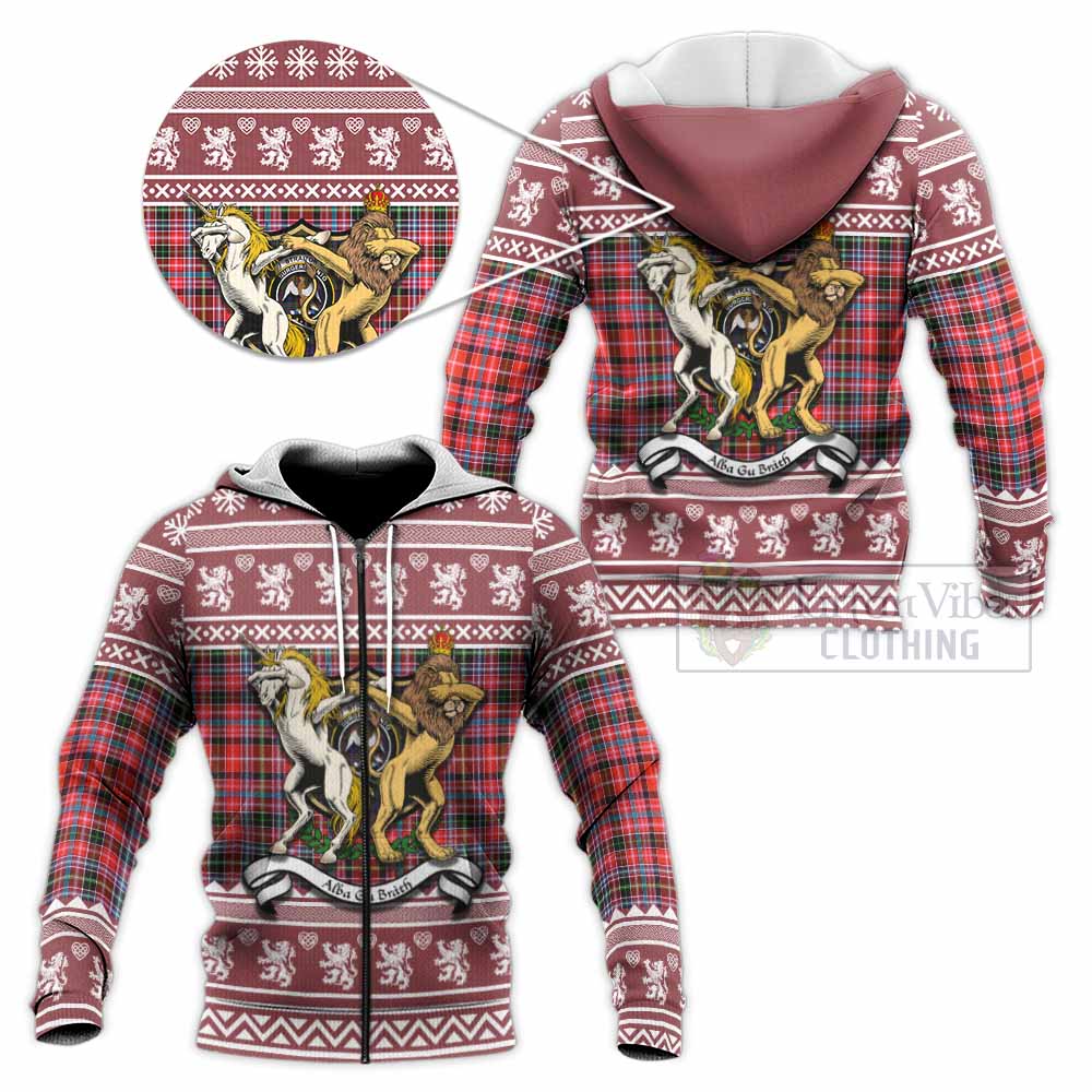 Straiton Clan Tartan Crest Christmas Knitted Hoodie Coat of Arms Funny Style - Tartan Vibes Clothing