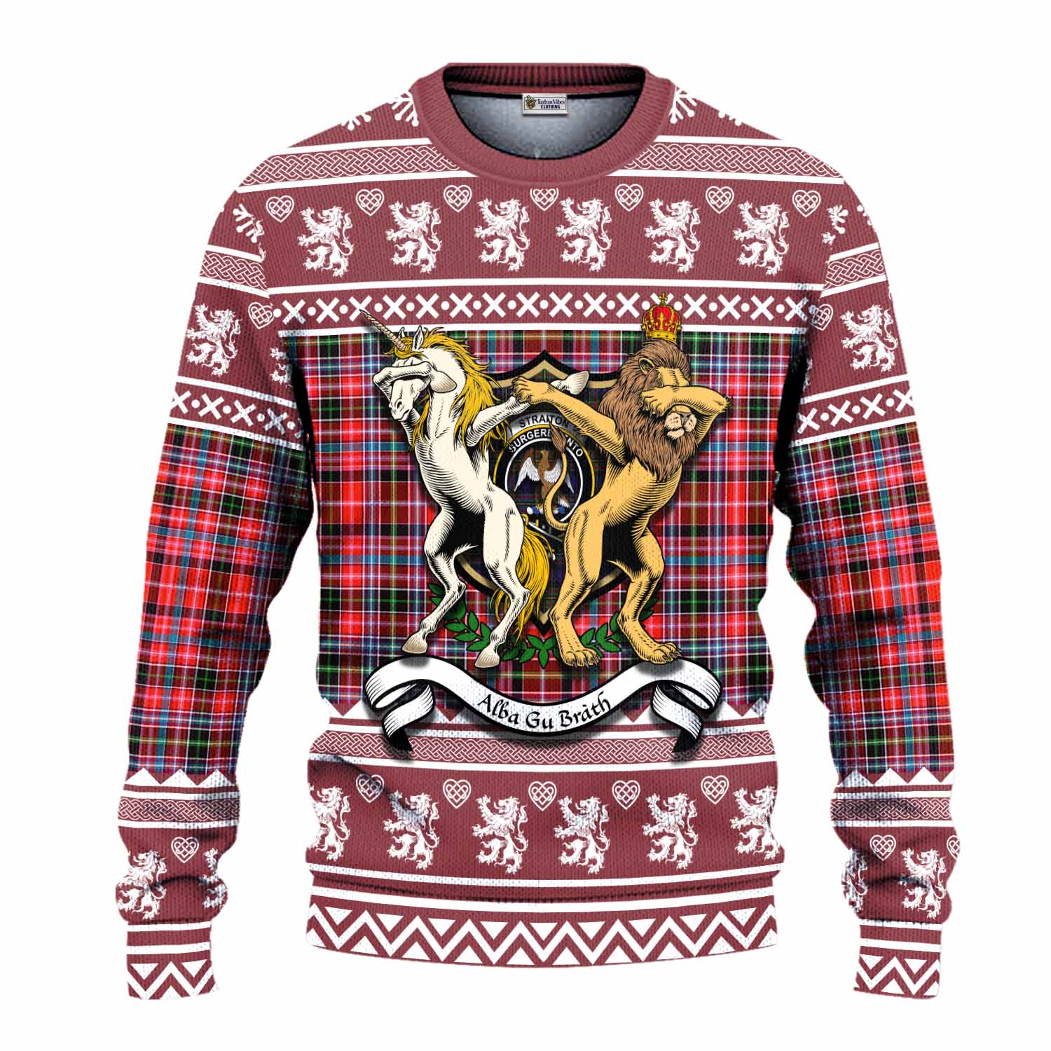Straiton Clan Tartan Crest Christmas Ugly Sweater Coat of Arms Funny Style - Tartan Vibes Clothing