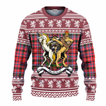 Straiton Clan Tartan Crest Christmas Ugly Sweater Coat of Arms Funny Style