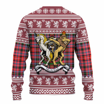 Straiton Clan Tartan Crest Christmas Ugly Sweater Coat of Arms Funny Style