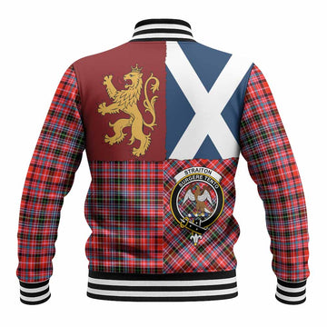 Straiton Crest Tartan Baseball Jacket with Lion Rampant Saltire Style