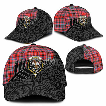 Straiton Crest Tartan Classic Cap with New Zealand Silver Fern Half Style