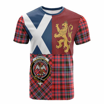 Straiton Crest Tartan Cotton T-shirt with Lion Rampant Saltire Style
