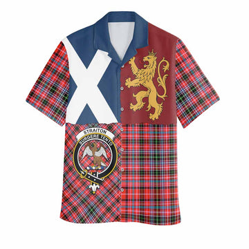 Straiton Crest Tartan Hawaiian Shirt with Lion Rampant Saltire Style