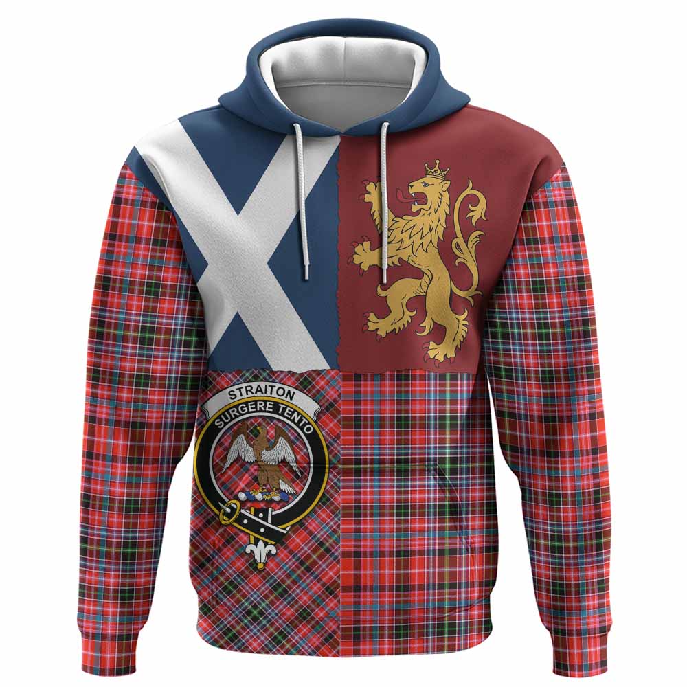 Straiton Crest Tartan Hoodie with Lion Rampant Saltire Style