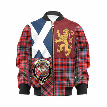 Straiton Crest Tartan Kid Bomber Jacket with Lion Rampant Saltire Style