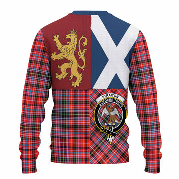 Straiton Crest Tartan Knitted Sweater with Lion Rampant Saltire Style