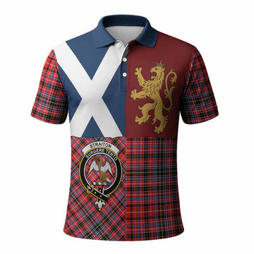 Straiton Crest Tartan Polo Shirt with Lion Rampant Saltire Style