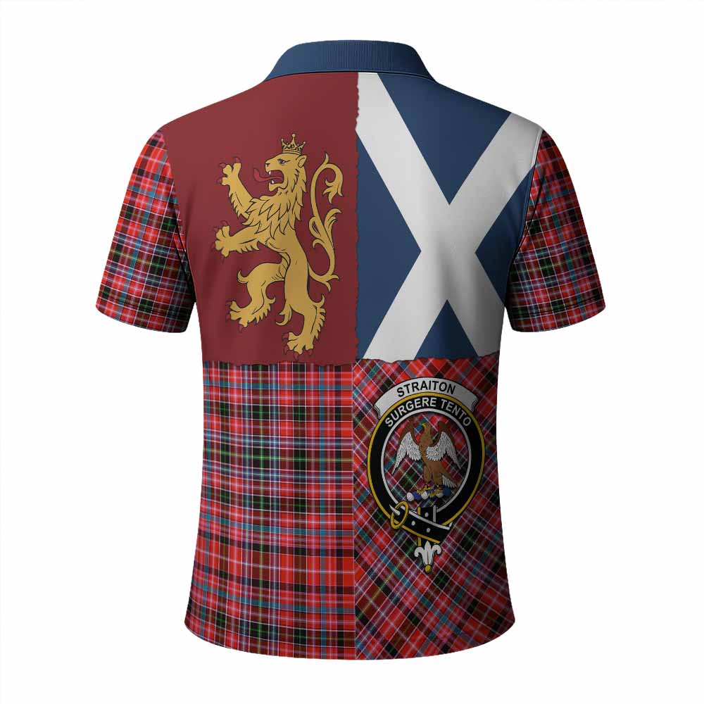 Straiton Crest Tartan Polo Shirt with Lion Rampant Saltire Style