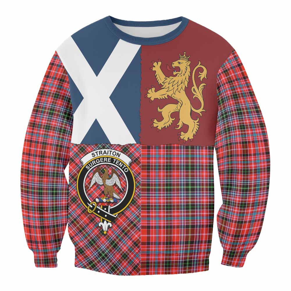 Straiton Crest Tartan Sweatshirt with Lion Rampant Saltire Style
