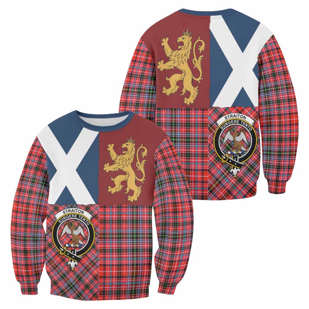 Straiton Crest Tartan Sweatshirt with Lion Rampant Saltire Style