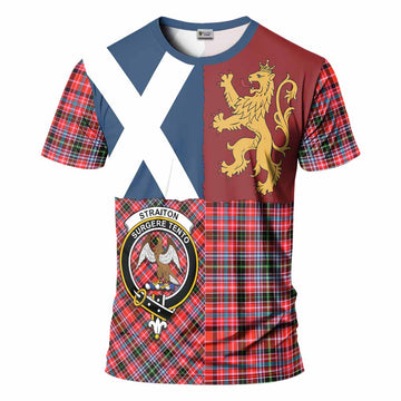 Straiton Crest Tartan T-Shirt with Lion Rampant Saltire Style