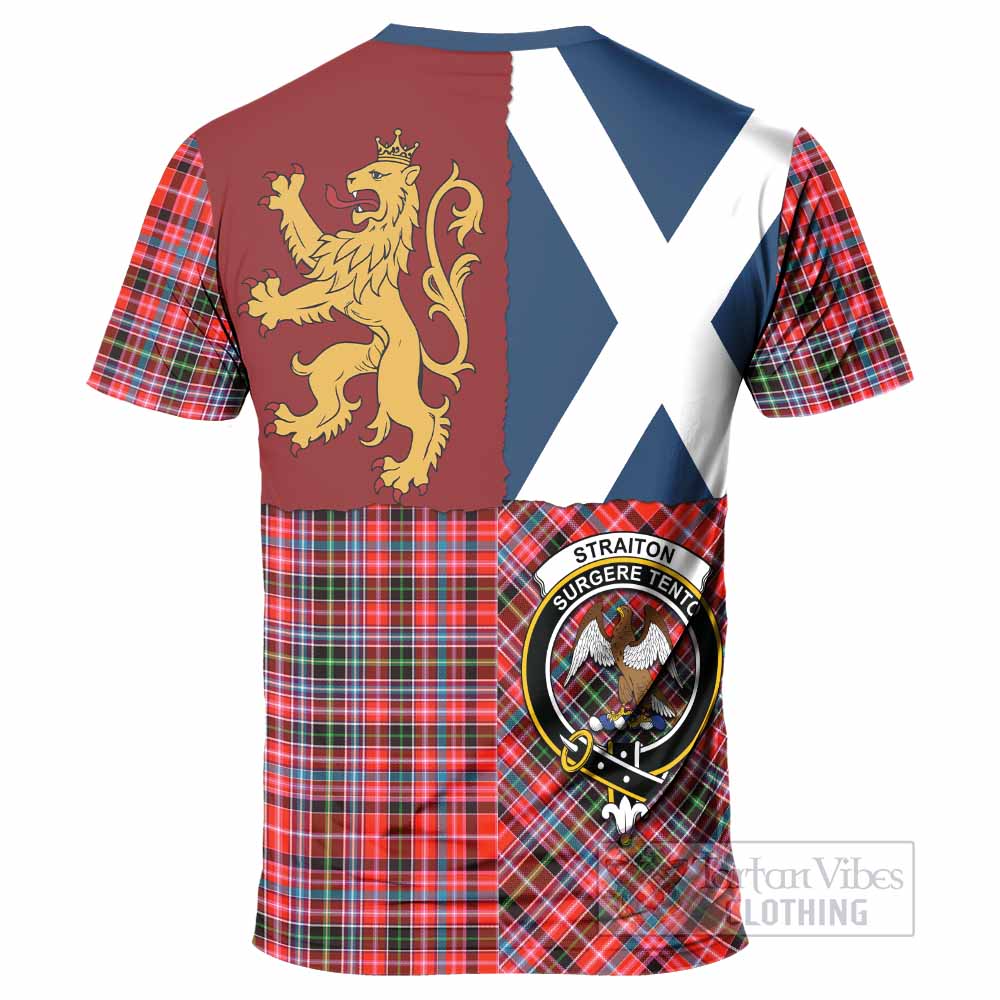 Straiton Crest Tartan T-Shirt with Lion Rampant Saltire Style