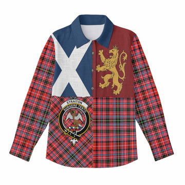 Straiton Crest Tartan Women Casual Shirt with Lion Rampant Saltire Style