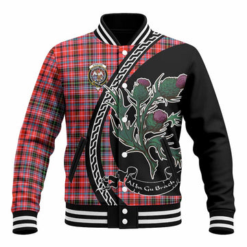 Straiton Family Crest Tartan Baseball Jacket Alba Thistle Inspired