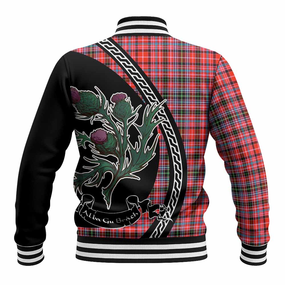 Straiton Family Crest Tartan Baseball Jacket Alba Thistle Inspired - Tartan Vibes Clothing