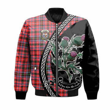 Straiton Family Crest Tartan Bomber Jacket Alba Thistle Inspired