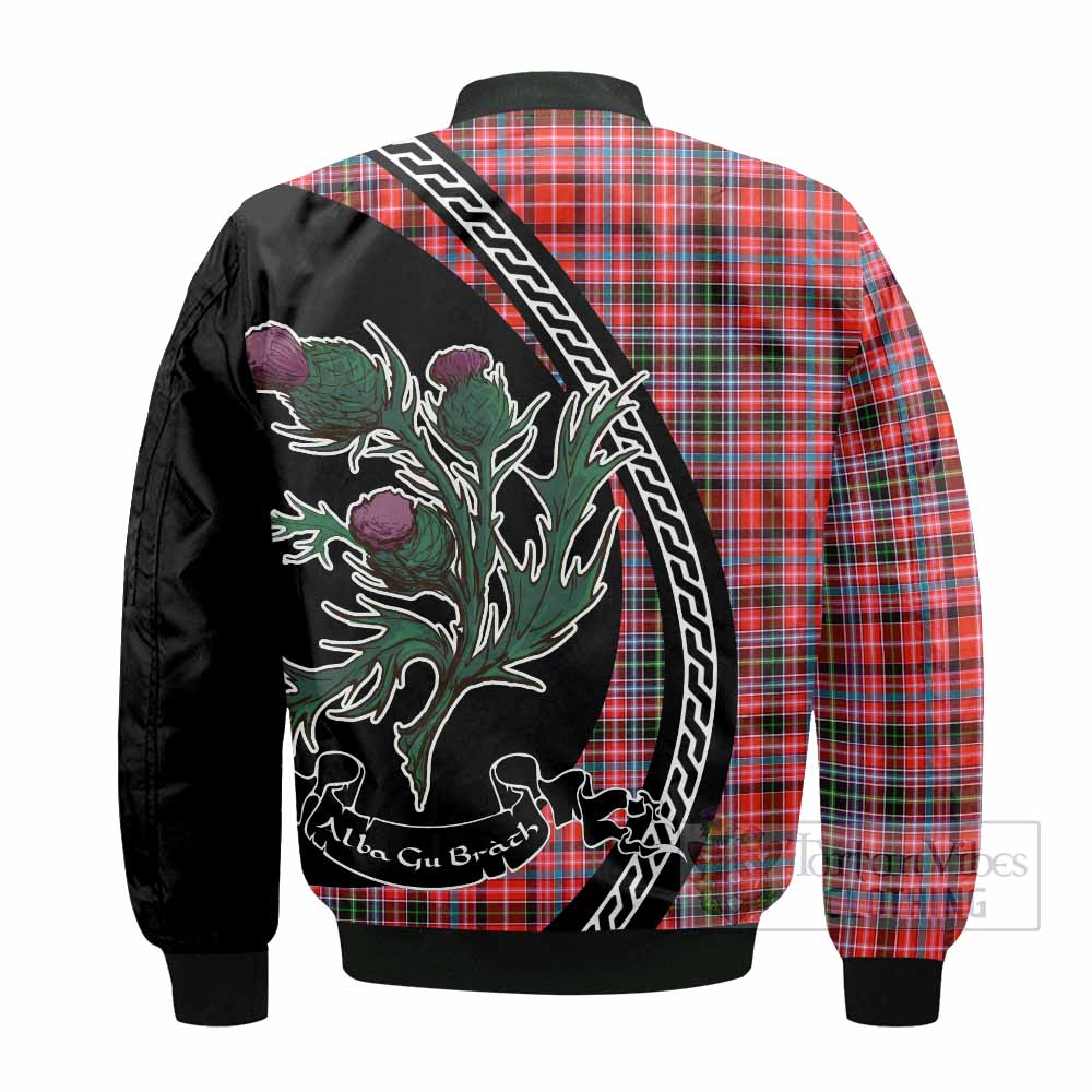 Straiton Family Crest Tartan Bomber Jacket Alba Thistle Inspired - Tartan Vibes Clothing