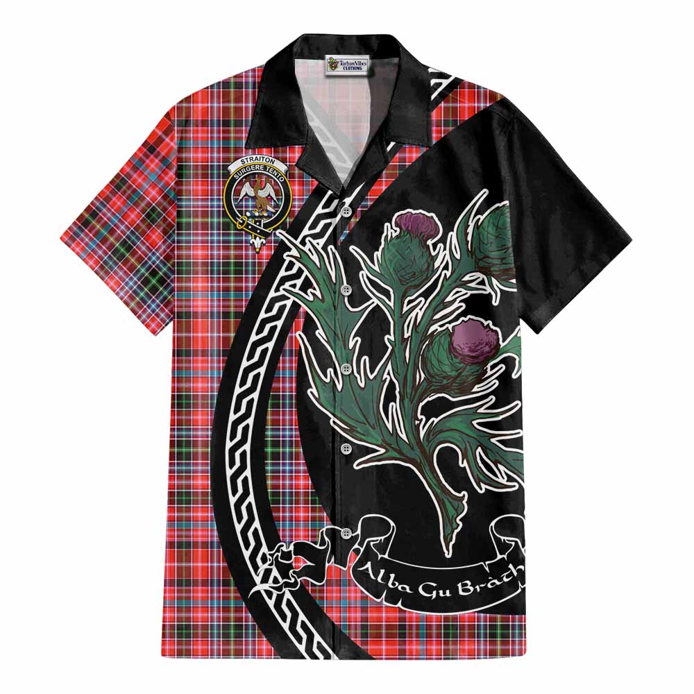 Straiton Family Crest Tartan Cotton Hawaiian Shirt Alba Thistle Inspired - Tartan Vibes Clothing