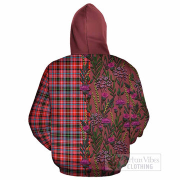 Straiton Family Crest Tartan Cotton Hoodie Scottish Thistle Flower Pattern Half Style