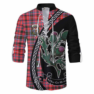 Straiton Family Crest Tartan Ghillie Shirt Alba Thistle Inspired