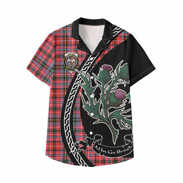 Straiton Family Crest Tartan Kid Hawaiian Shirt Alba Thistle Inspired - Tartan Vibes Clothing
