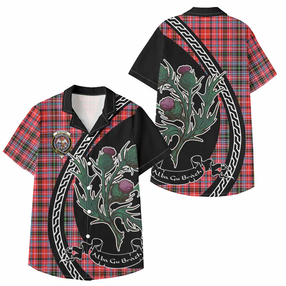 Straiton Family Crest Tartan Kid Hawaiian Shirt Alba Thistle Inspired - Tartan Vibes Clothing